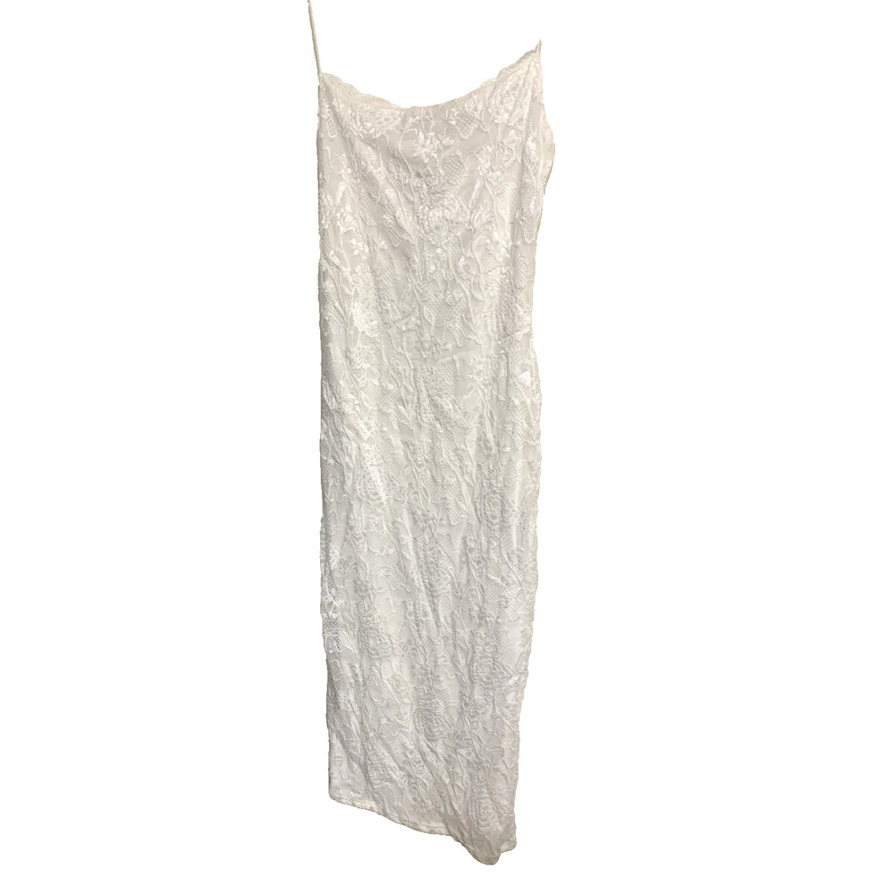 Naked Wardrobe Women's White Sleeveless Lace Maxi Dress Spaghetti Straps Sz S/M*
